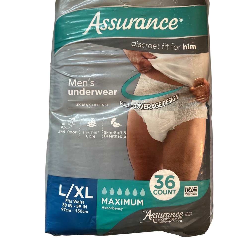 Assurance Men's protective Briefs L/XL - Picture 2 of 4